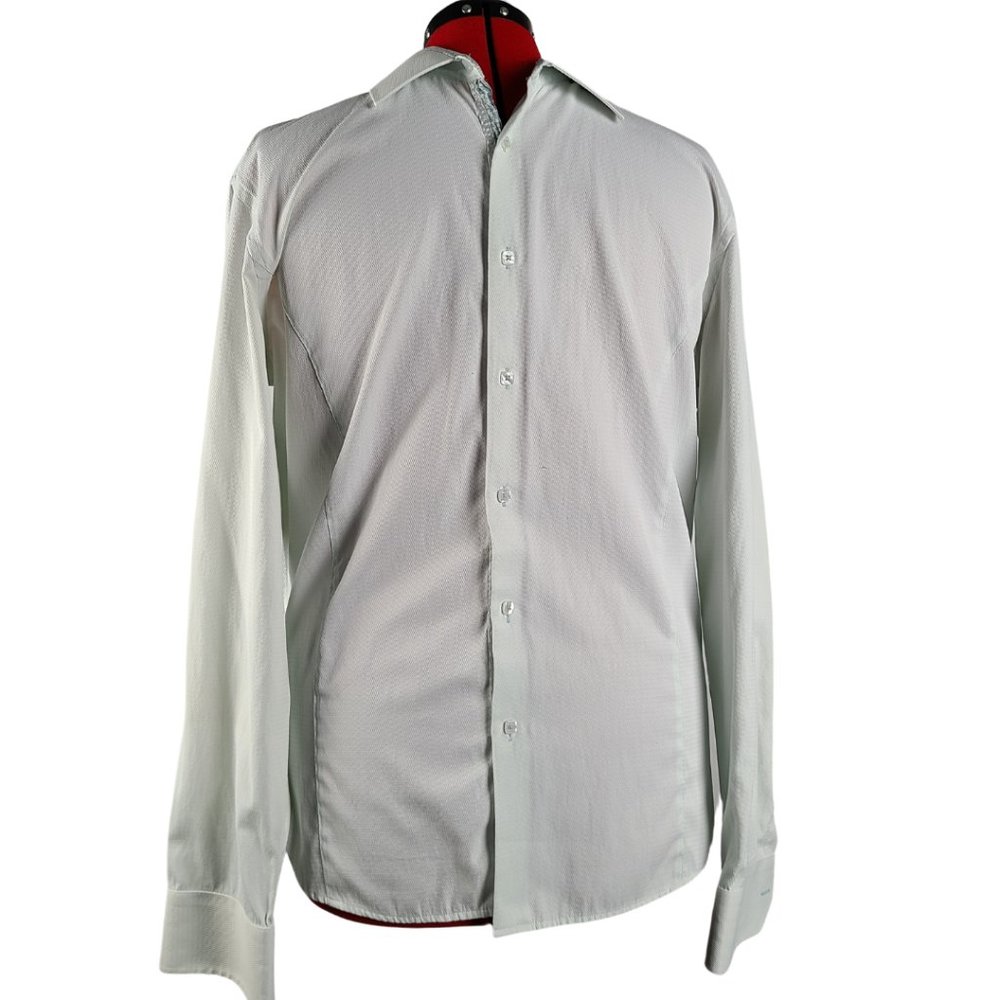 Rosso Milano Italy Modern Fit Men's Dress Shirt Ice Blue 3XL 17.5" Collar EUC